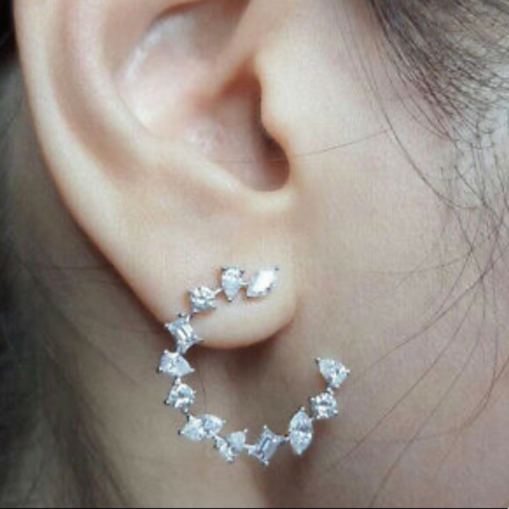 New Sterling silver diamond earrings - Picture 3 of 3